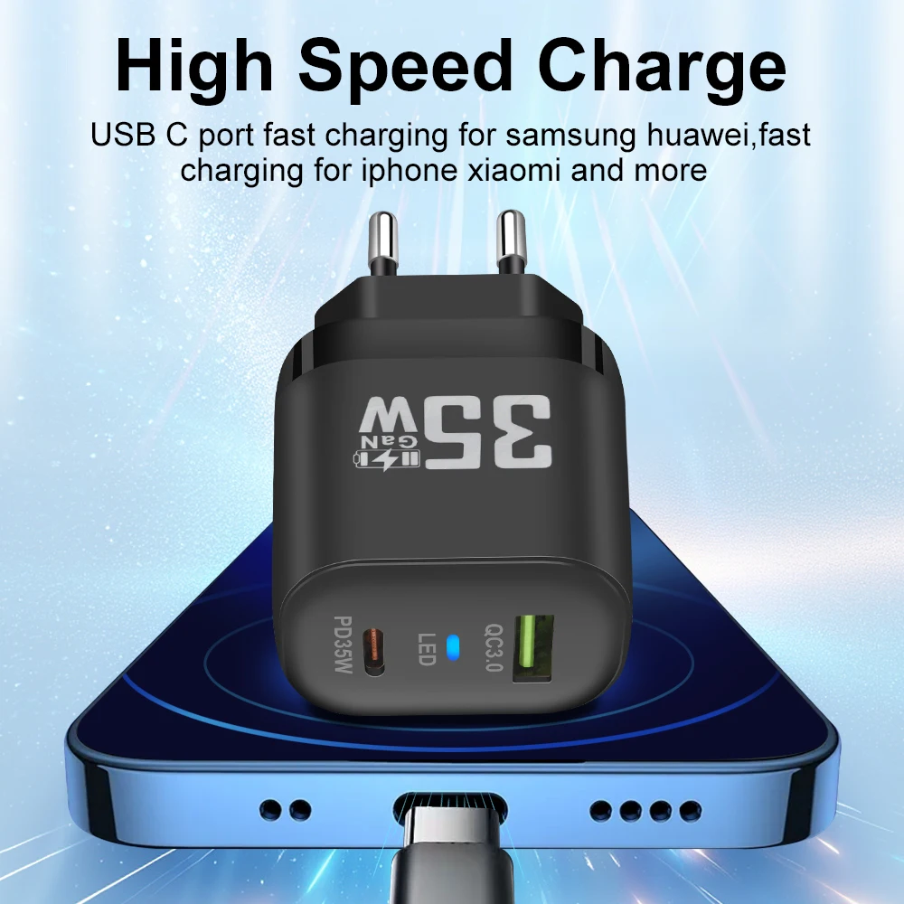 35W USB Charger power charger cellphone adapter power adapter LED Type C Charger Fast Charging Adapter For Macbook Tablet Samsung Xiaomi iPhone15 Mobile Phone Adapter