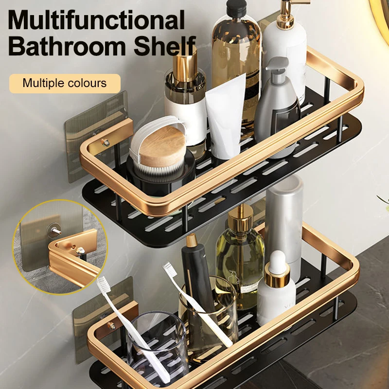 1-3PCS Bathroom Corner Shelf Nail-Free Shower Organizer Wall Mounted Space Aluminum Shelf Bathroom Accessories with shower shelf bathroom storage shelf storage shelf bathroom shelf bathroom accessories bathroom corner shelf shower rack toilet shower rack