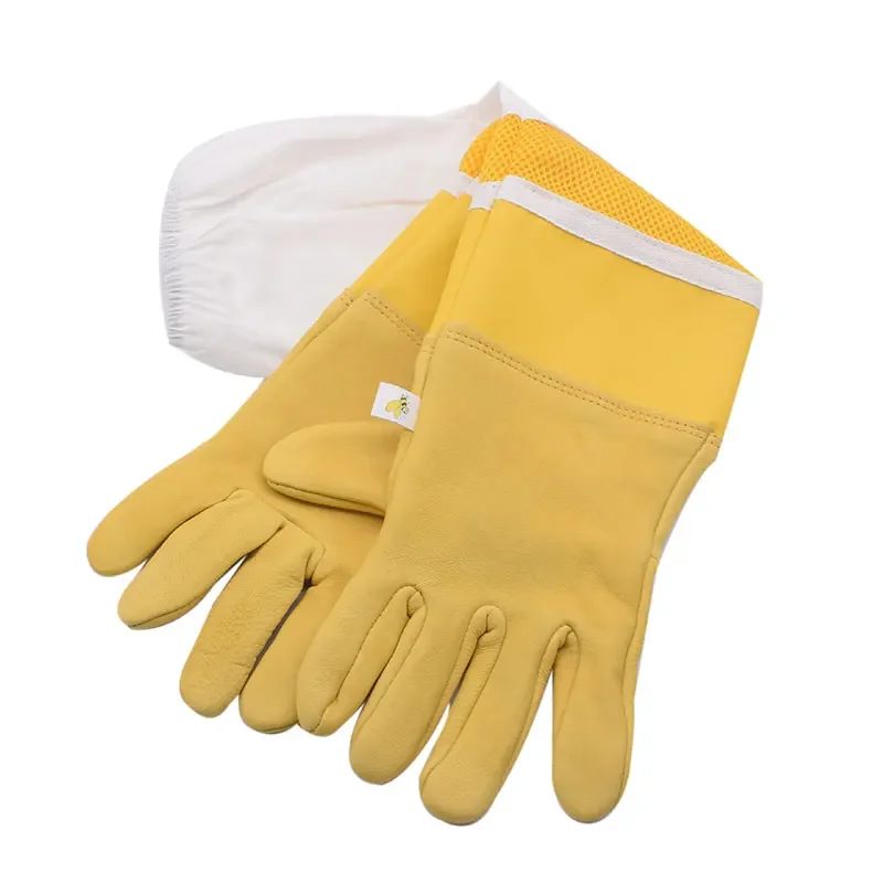 Beekeeping Gloves Sheepskin Protective Beekeeper Gloves Goatskin Beekeeping Bee Vented Long Sleeves Gloves 3