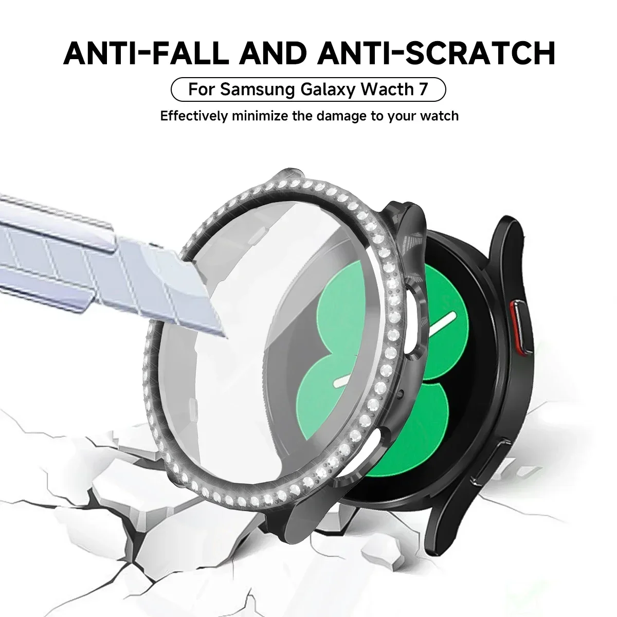 Bling Diamond Crystal Protective Bumper Case for Smartwatch - Fashionable & Durable Cover