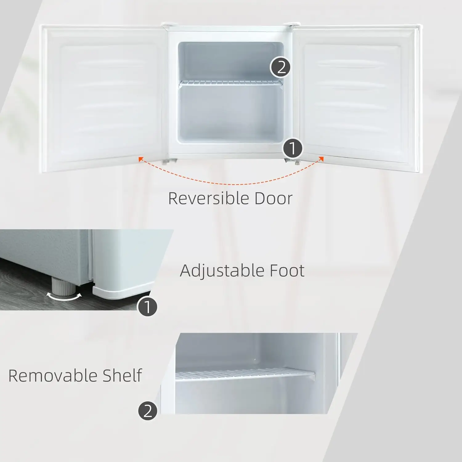 Mini Freezer Countertop, 1.1 Cu.Ft Compact Upright Freezer with Removable Shelves, Reversible Door for Home, Dorm, Apartment and 6