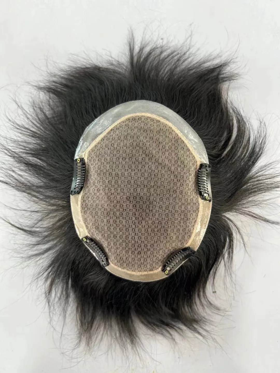 Men Slik Base Toupee Clips in Human Straight Hair System Wigs Human Hair Male Prosthesis Asian Wig Man Nat Human Hair Toupee