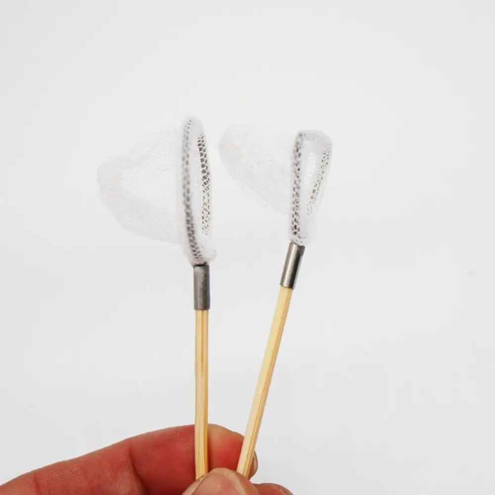 Decor Pretend Play Dollhouse Fishing Net Rod DIY White Miniature Sweep Net Round Outdoor Mini Fishing Net Pole /Children/Toddler