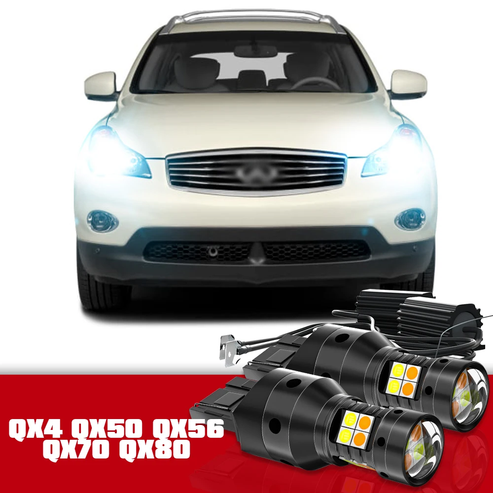 

2pcs LED Accessories Dual Mode Turn Signal+Daytime Running Light DRL For Infiniti QX4 QX50 QX56 QX70 QX80 2013 2014 2015 2016