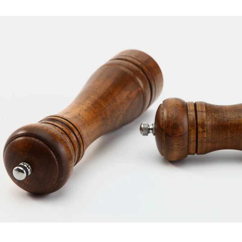 Classic Oak Wooden Pepper Spice Grinder Hand Mill Salt Grain Malt Seasoning and Pepper 8 inch Wood Grinder for KItchen Tools