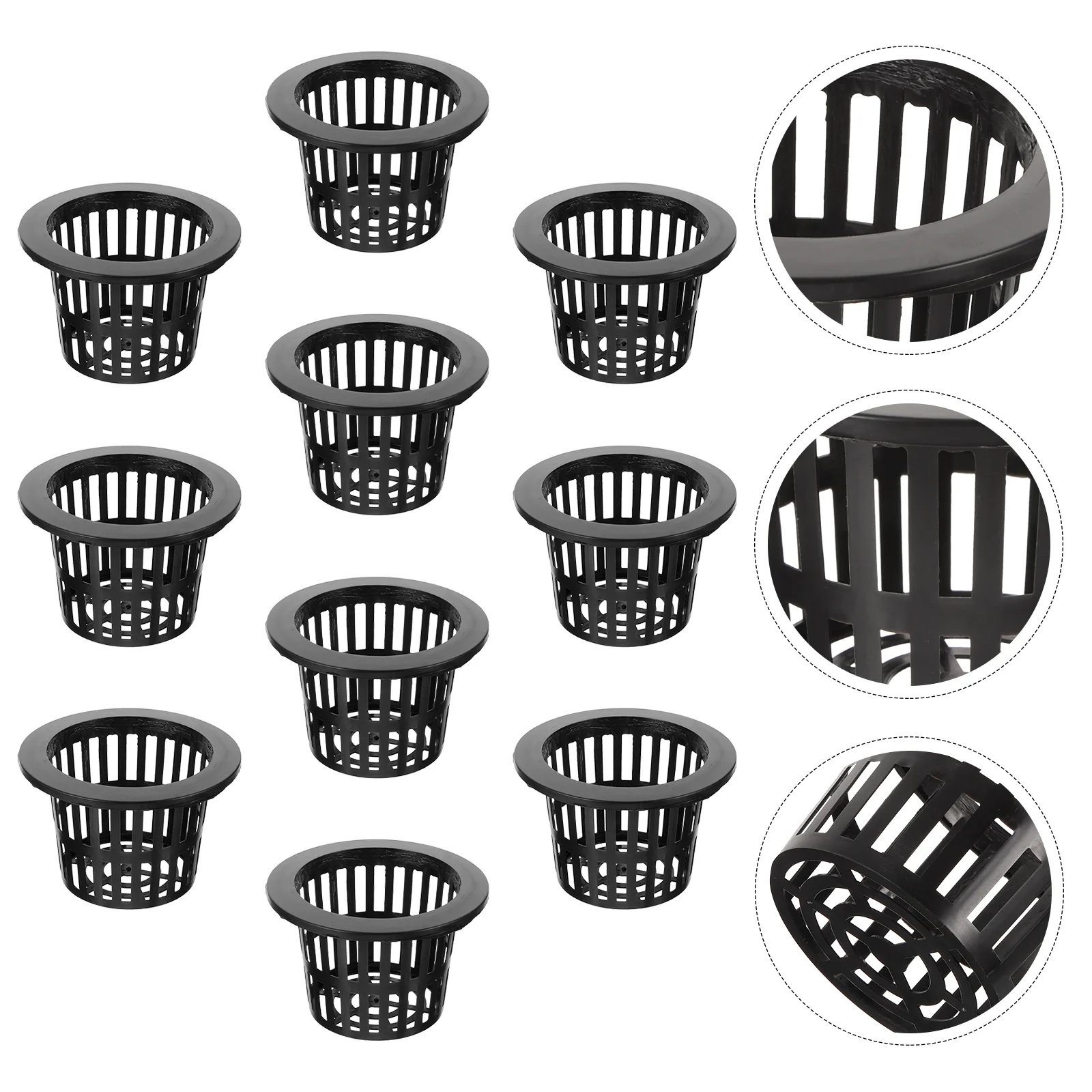 

10Pcs Hydroponic Net Pots Baskets for Hydroponics Slotted Mesh Net Cups Reusable Plastic Net Pots