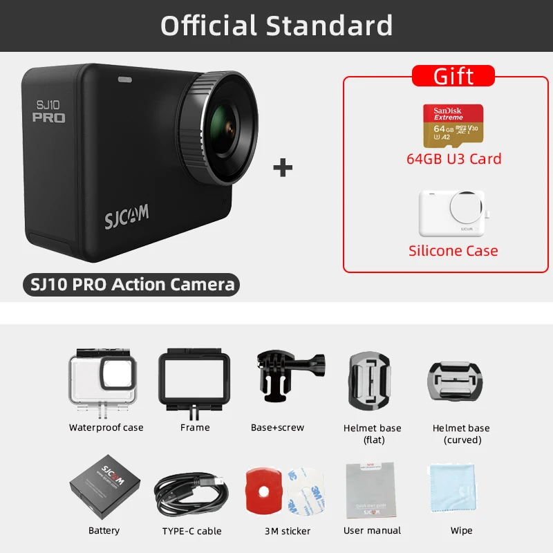 cheapest action camera Original SJCAM SJ10 Pro Action Camera 4K 60FPS WiFi GYRO Live Streaming Touch Screen 8x Zoom 10 Meters Body Waterproof Sports DV action camera battery life Action Cameras