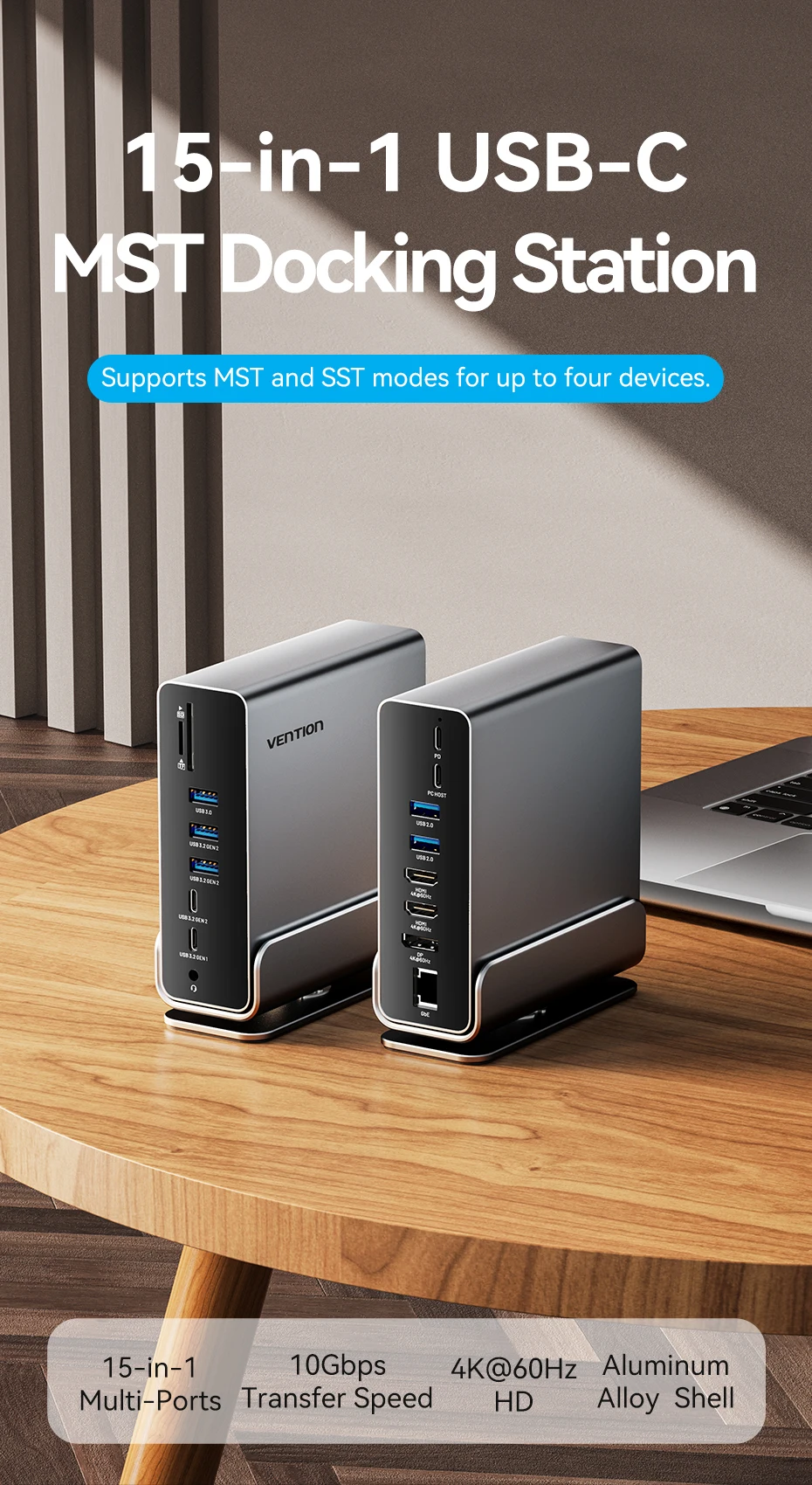 USB C HUB Docking Station to HDMI 4K@60Hz DP Four-Screen MST Display USB 3.2 A R