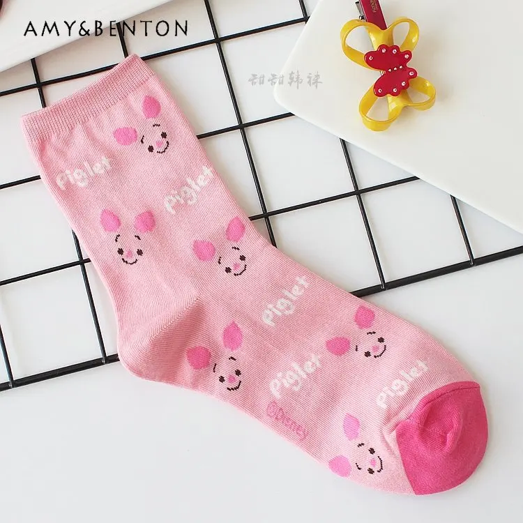 Pure Cotton Spring Autumn and Winter Socks for Ladies Cute Cartoon