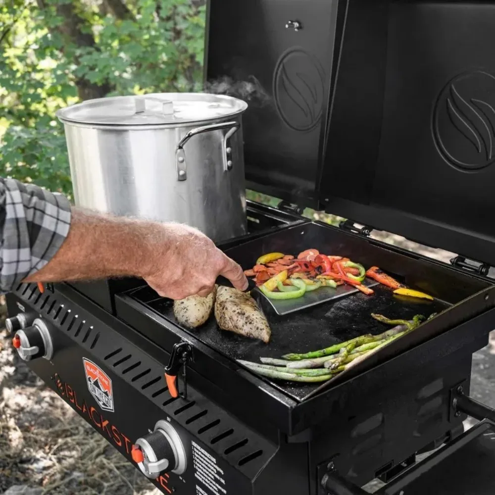 Heavy Duty Portable Flat Top BBQ Griddle – With Wheels, Hood & Side Shelf 3