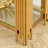 Gold Stainless Steel Frame Glass Coffee Table, Living Room Double-layer Coffee Table, Glass Countertop Coffee Table 6