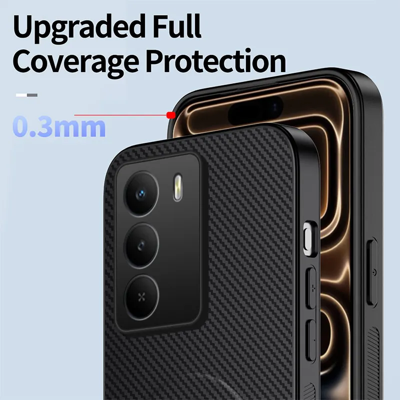 Luxury Carbon Fiber Armor Shockproof Phone Case with Magnetic Wireless Charging Capability