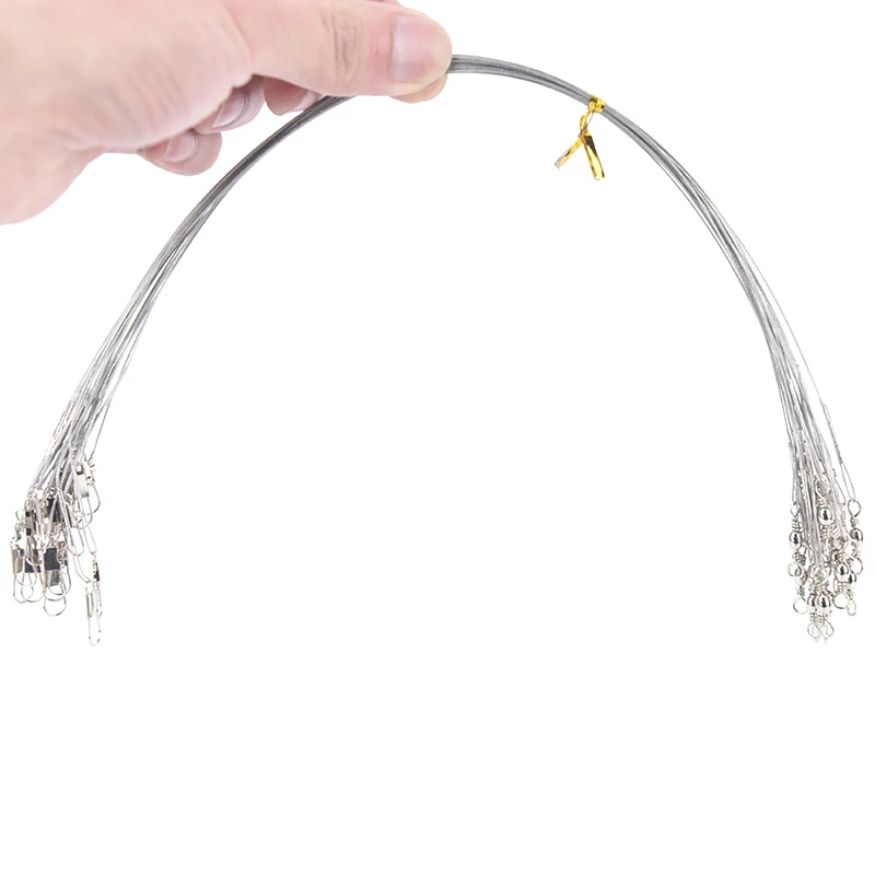 

20Pcs/lot Steel Wire Leader With Swivel Fishing Accessory Leash 15CM 20CM 30CM