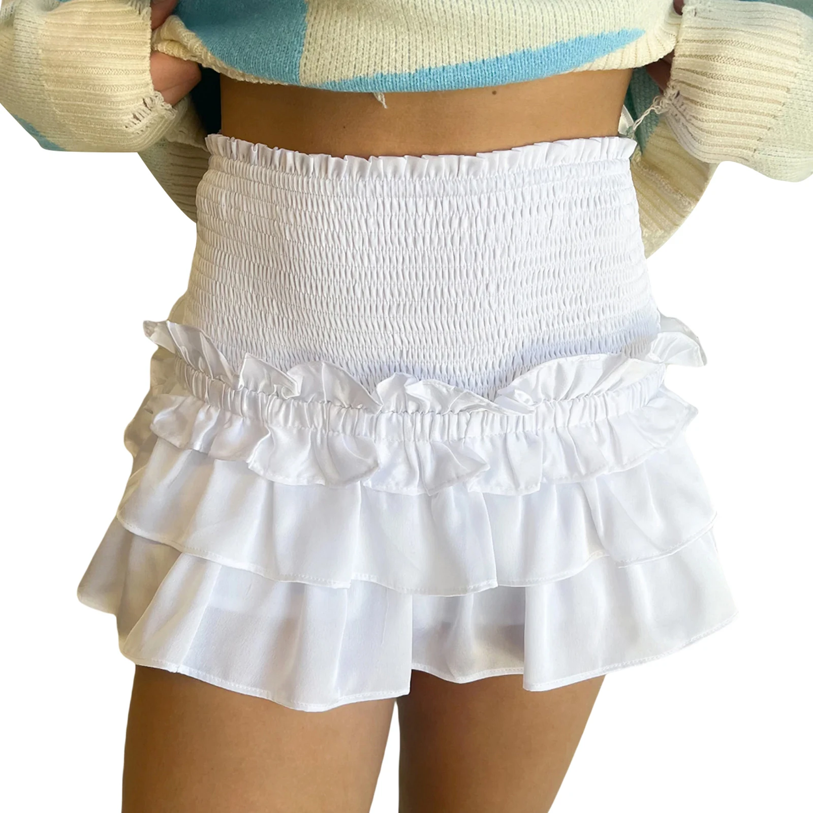 Lace Layered Mini Skirts for Women Y2K Tiered Ruffle A Line