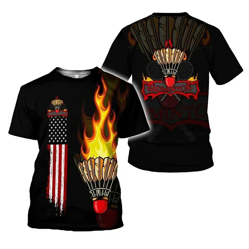 

3D Printing Outdoor Men Sports T-Shirt Badminton Fashion Sports Short sleeve shirts Men's Fashion Streetwear Gym Tee Shirt Top