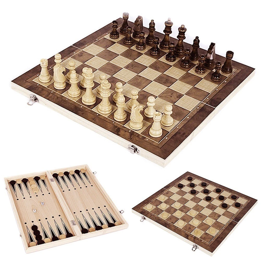 Wooden Travel Chess Set with Storage for Home and Outdoor