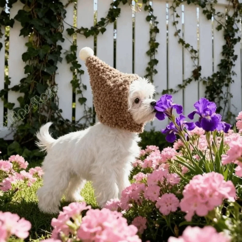 Cute Warm Pet Head Cover Comfortable Noise Protection Winter Pet Hat Soft with Ball Pet Transformation Hat Dress Up