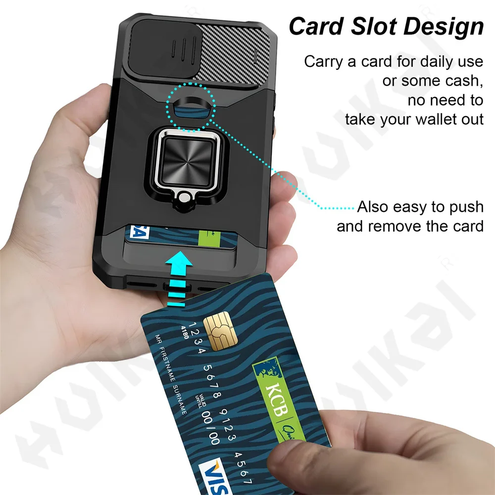 Slide Camera Kickstand Card Holder Case