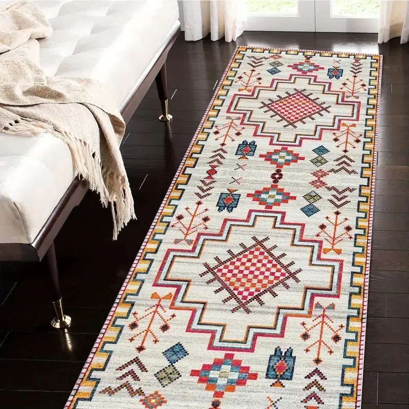 VIKAMA Washable Hallway Runner Rug for Home Decor Vintage Long Kitchen Carpets with Non Slip Backing Rug for Living Room Bedroom