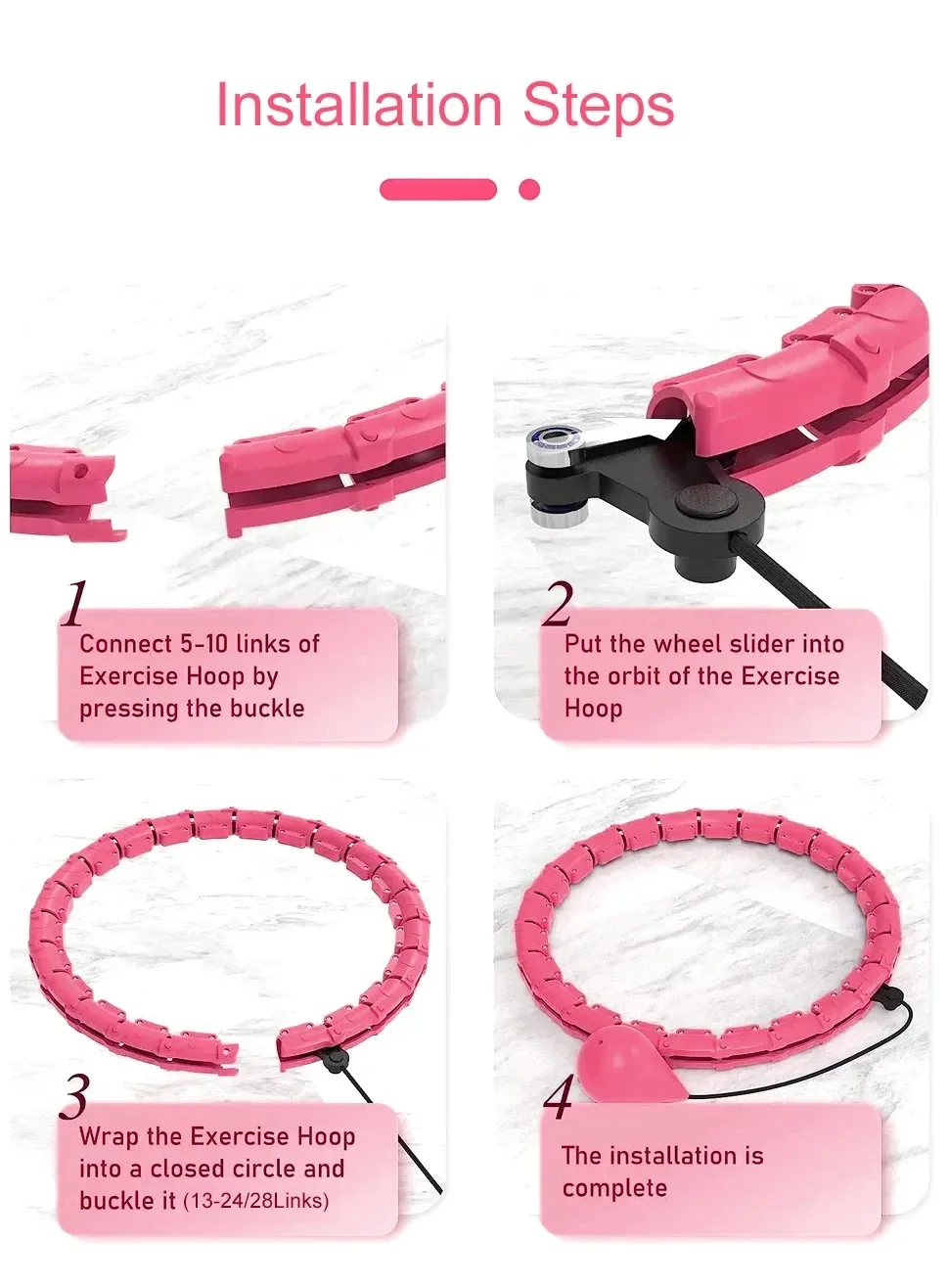 Weighted Exercise Hoop Weight Fitness Hoop With Extra Links Sport Hoops Exercise Circle Adjustable Detachable for Weight Loss