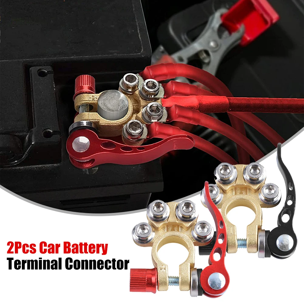

2Pcs Car Battery Terminal Connector 4 Way Quick Release Disconnect Battery Terminal Clamp For Battery Posts Cars Vans Yachts