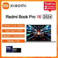 XIAOMI Laptop 2024 RedmiBook Pro 16 Inch 3.1K 165Hz Intel Core Ultra5/7 125H 155H RAM 32GB SSD 1TB Notebook Computer PC 1