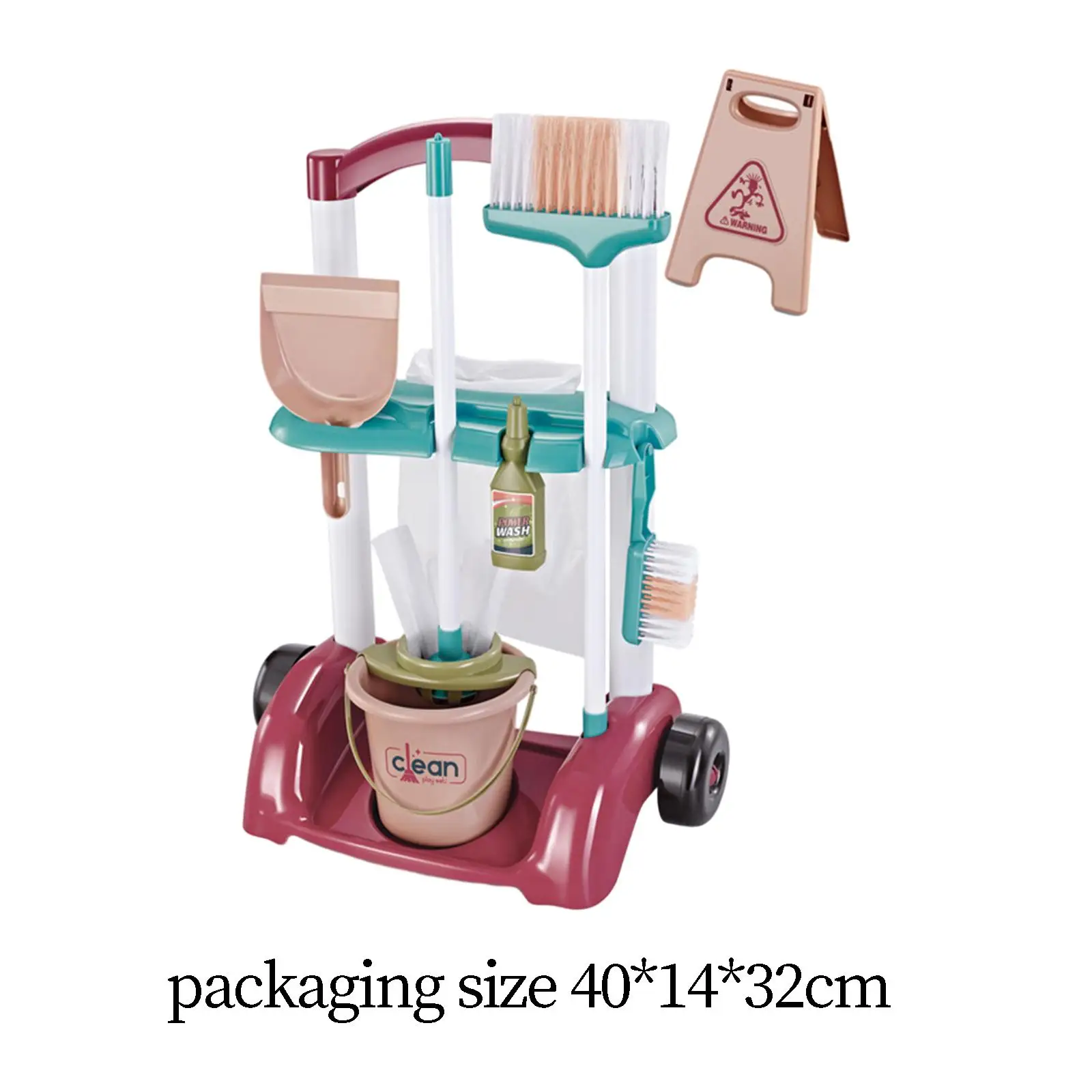 Kids Cleaning Playset Pretend Play Toy Dustpan and Mop Set Pretend Home Cleaning 6