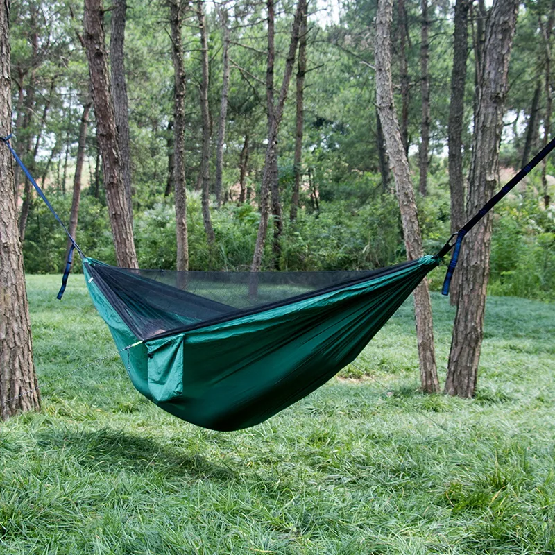 Portable Mosquito Net Nylon Camping Hammock with Waterproof Rain Fly Canopy Tarp  for Outdoor Hanging Bed Sleeping 4