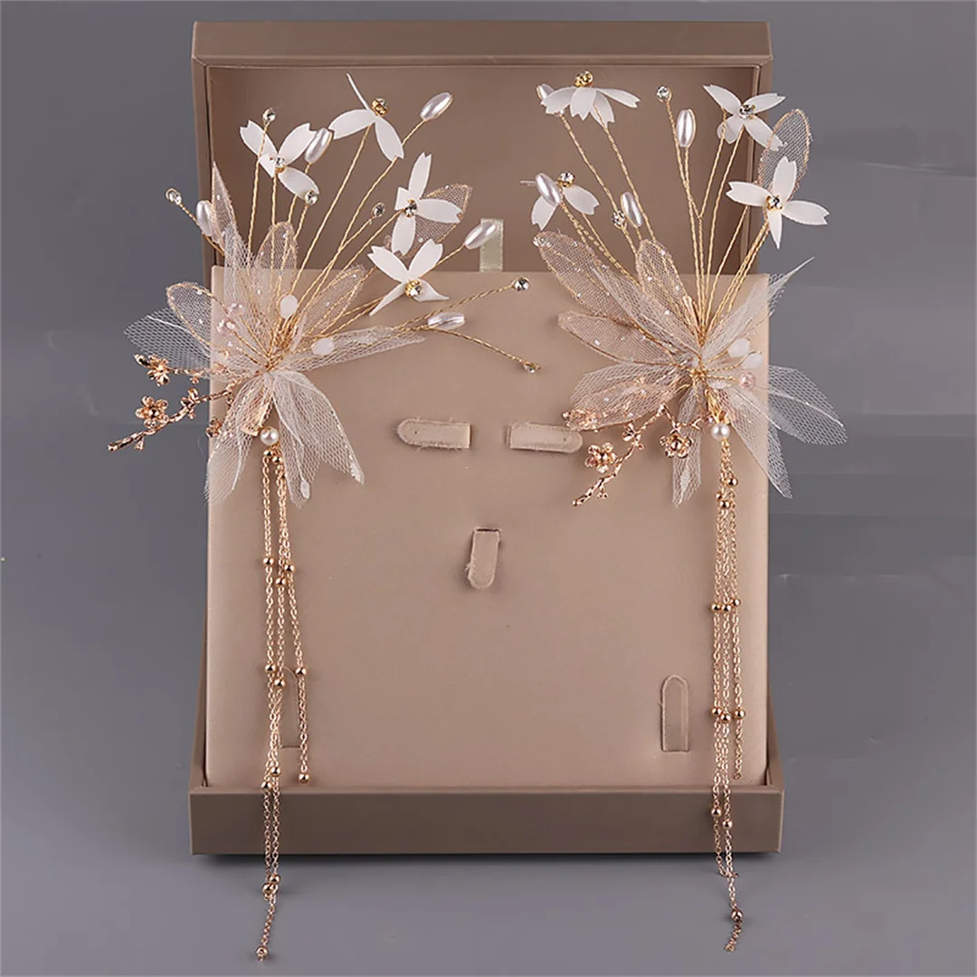 

Bridal headdress accessories, wedding dress, fairy beauty three-piece suit, Korean wedding princess pair, hair clip Pearls