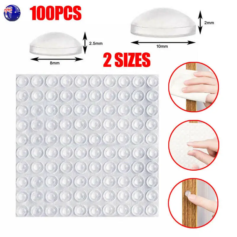 100X Self Adhesive Clear Silicone Gel Door Cabinet Drawer Bumper Pads Feet AU