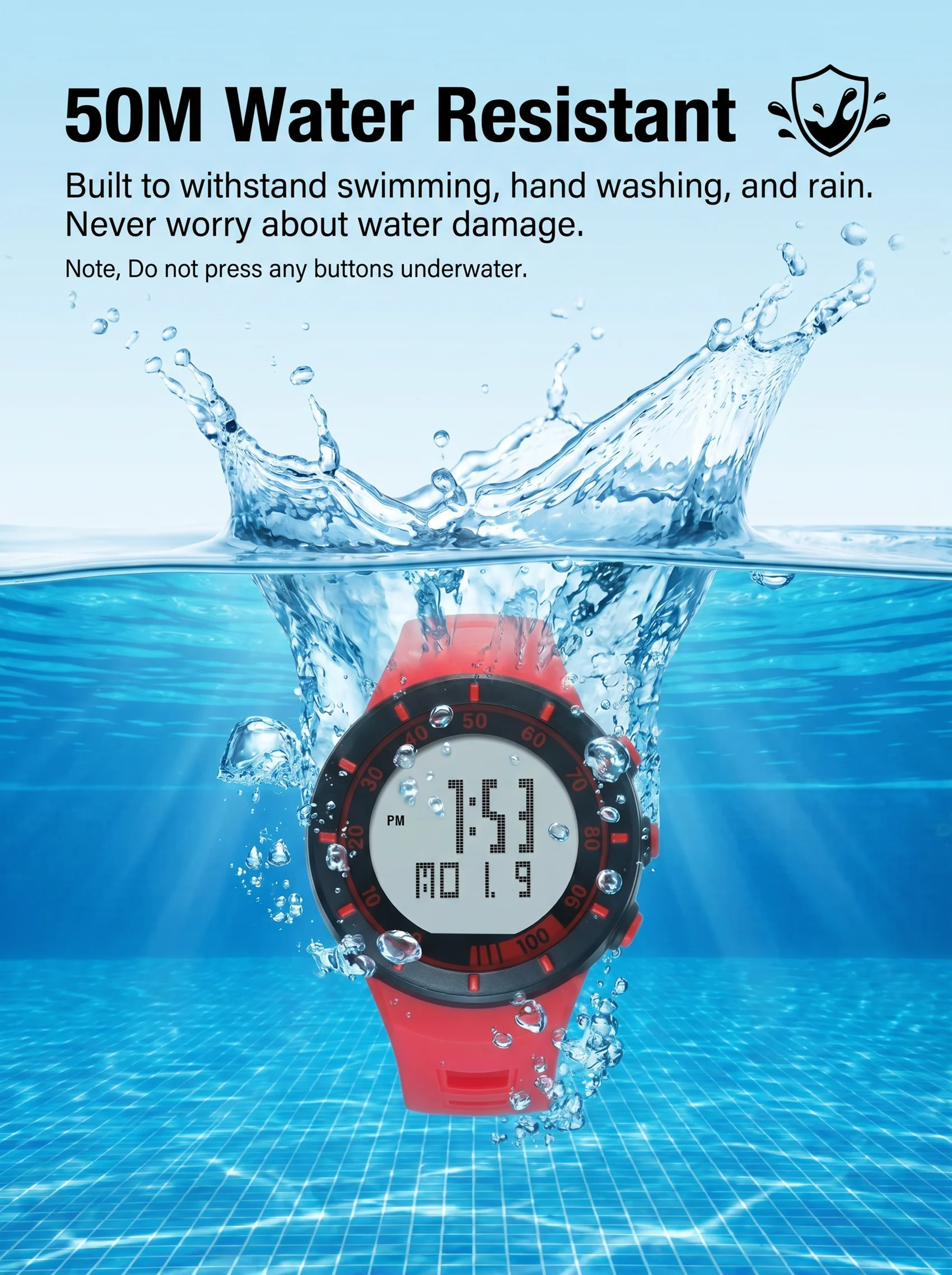 Ohsen Fashion Women Sports Watches Waterproof Ladies Jelly LED Digital Wristwatch Yellow Swimming Men Wristwatch Couple Watch - 5