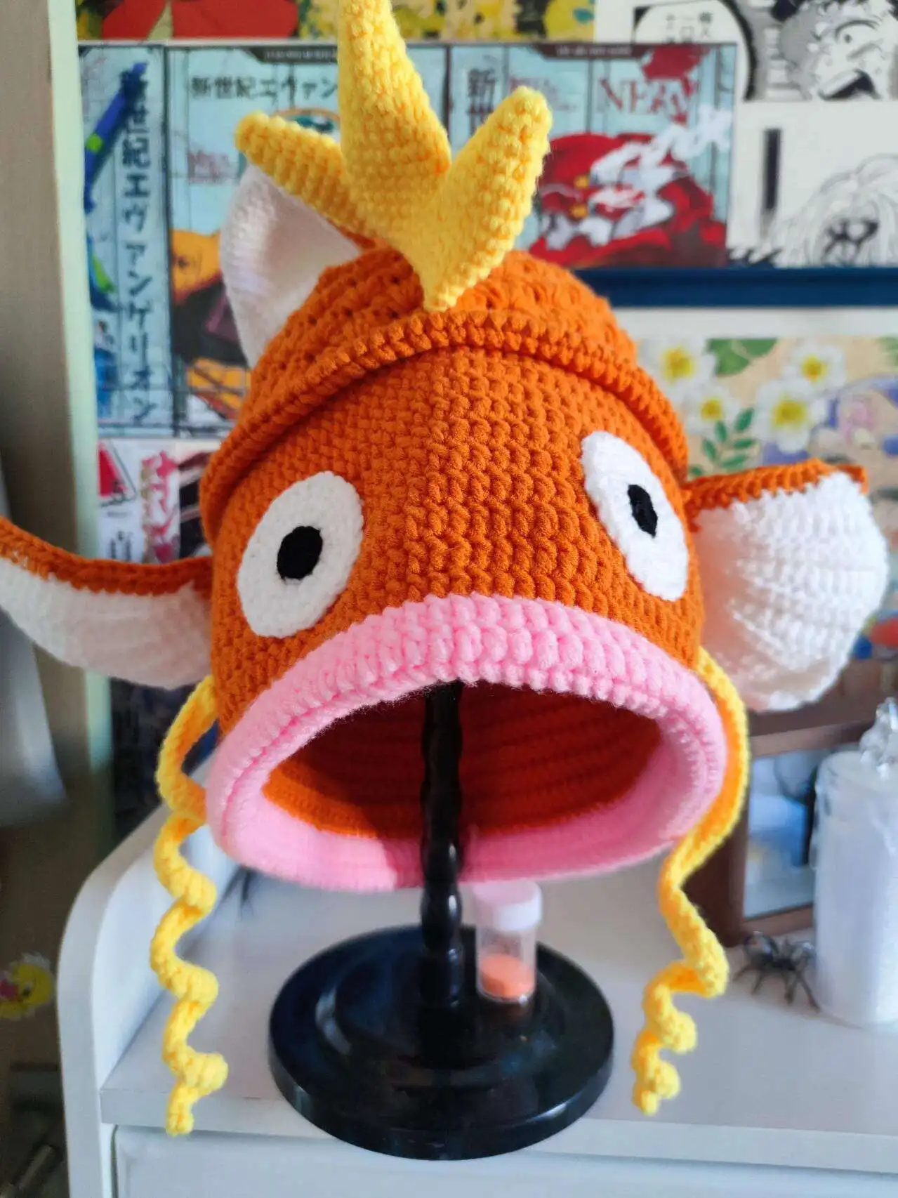수제 DIY 크로셰 재료 포장 잉어왕 모자 가을 겨울 추상적 귀여운 심심함 해소 수제 선물