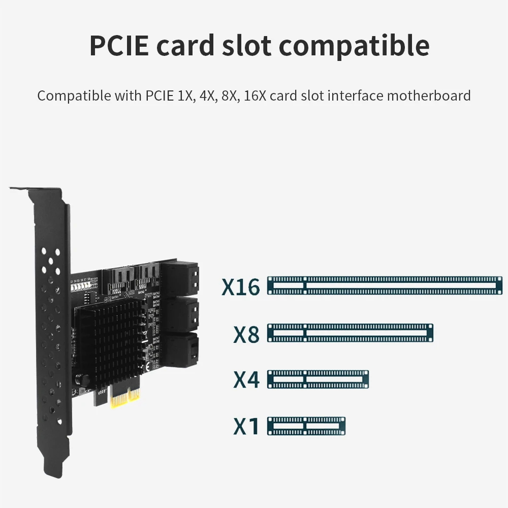TISHIRC SATA PCIE 어댑터, PCI-E 1X-SATA3.0 8 포트 컨트롤러, PCI 익스프레스 확장 카드, 6Gbp/s PCI E SATA III 추가 카드