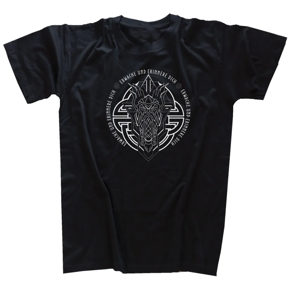 

Vi king Germanic Odin Thor Valhalla Paganism T-Shirt 100% Cotton O-Neck Summer Short Sleeve Casual Mens T-shirt Size S-3XL