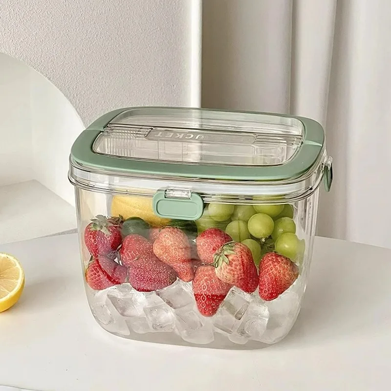 Creative Acrylic Ice Bucket With Ice Clip Transparent Cubes Iced Beverage Beer Bucket Outdoor Picnic Fruit Storage Basket