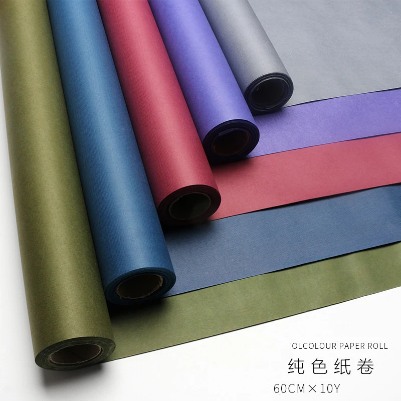 60cm*810yards/roll Floral Kraft Paper Thick Color Flower Wrapping