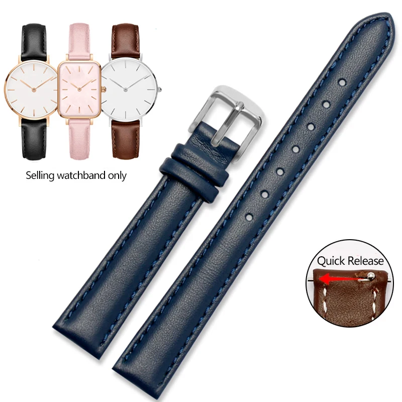 Elegant Quick Release Leather Watch Strap – Soft Cowhide Bracelet