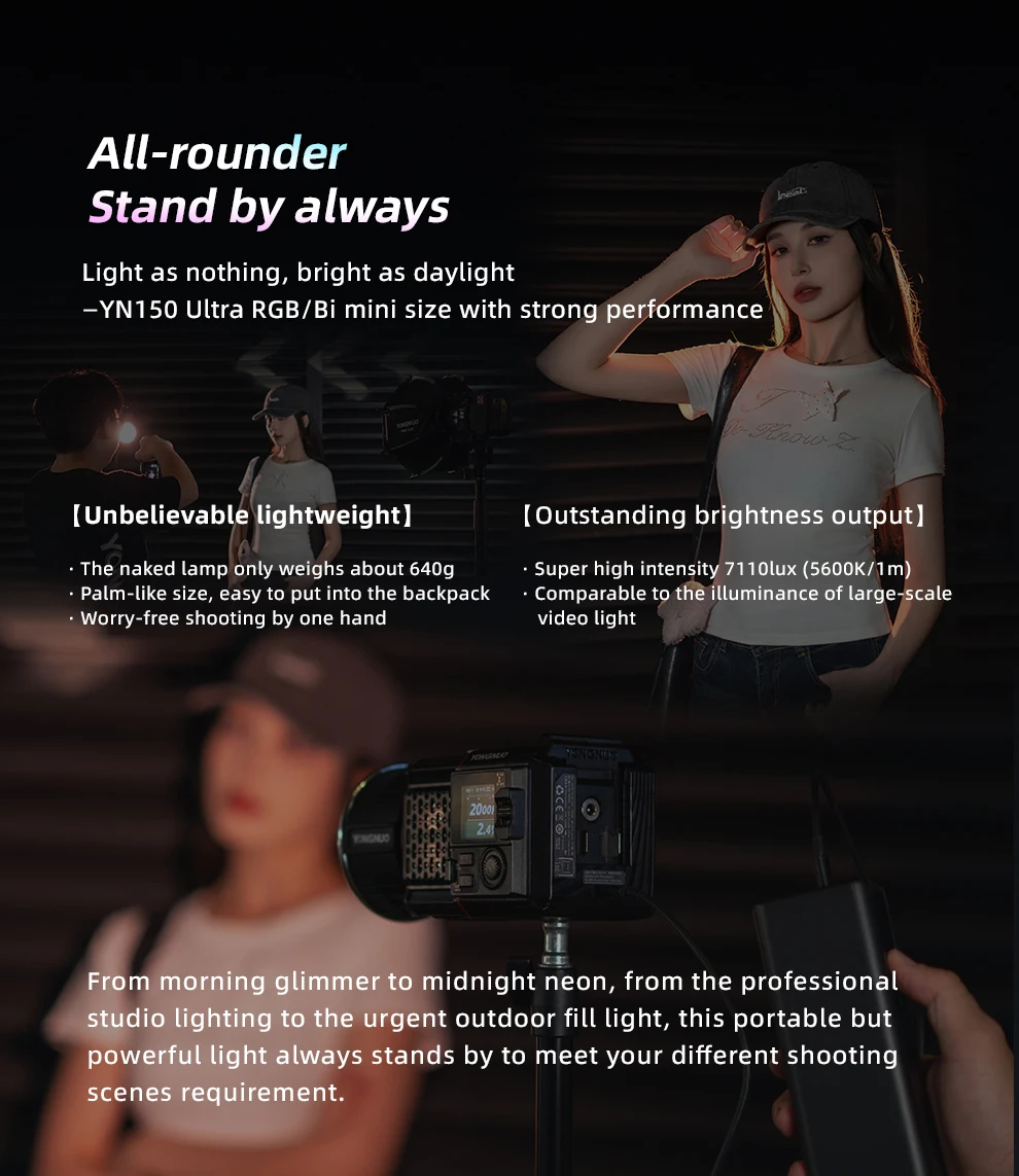 YONGNUO 150W YN150 Ultra RGB Bi-color Portable LED Video Light Fits Mini Bowen M