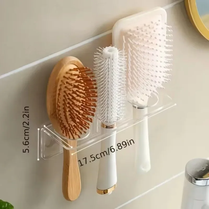 Acrylic Comb Holder Organizer Storage Shelf Clear Transparent Wall-Mounted Hair Brushes Rack Bathroom Accessories Home Shelves 5