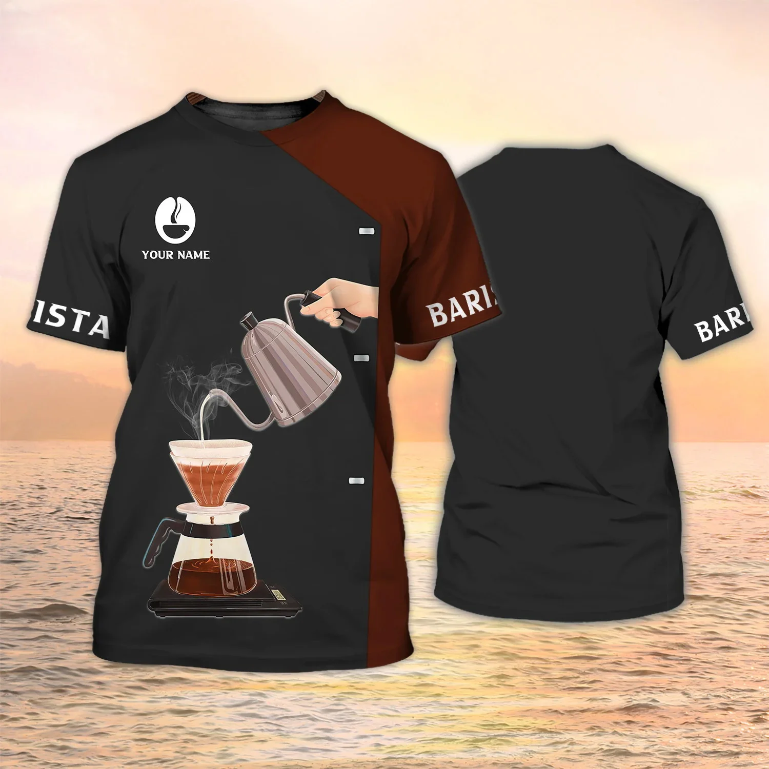 Neueste Sommer Herrenmode T-shirt Personalisierte Barista Schürze 3D Gedruckt t-shirt Unisex Casual T-shirt Kaffee Shop Uniform DW120 – Detail 17