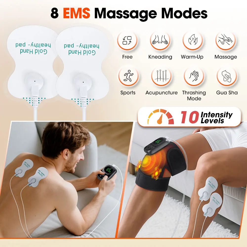 EMS Knee Massage Pad Heating Vibration APP Comtrol Thermal Shoulder Elbow Massager 3 in 1 Hot Compress Knee Brace Belt