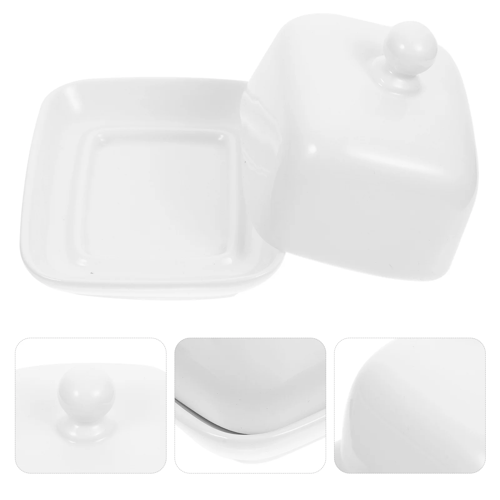 French Butter Dish Ceramic Box Cracker Tray Storage Container Kitchen Supply