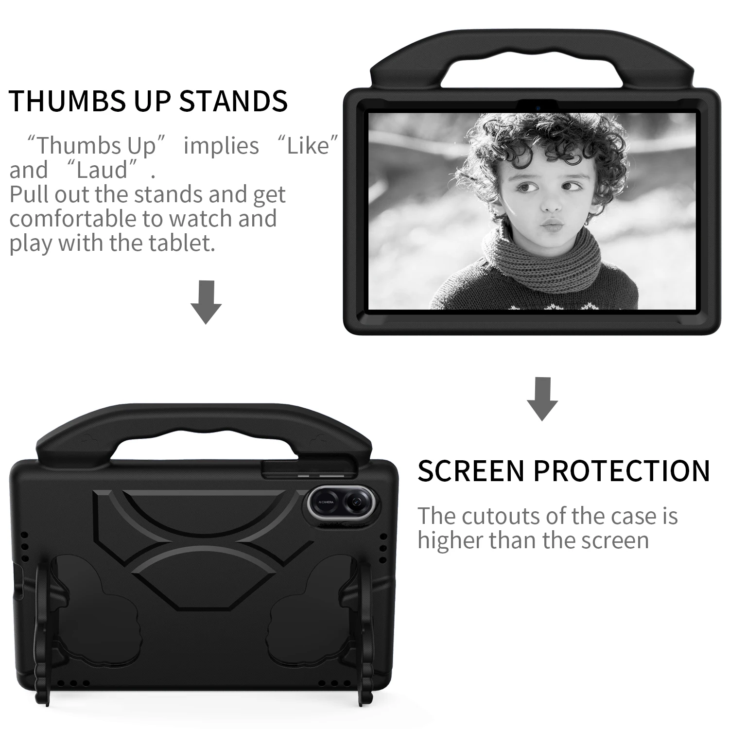 Children's Shockproof Tablet Case with EVA Thumbs Up Stand