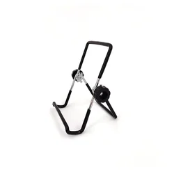 Compact Metal Tablet and Phone Stand - Foldable and Flexible for Universal Use at Home, Work, or Travel (Small Black)