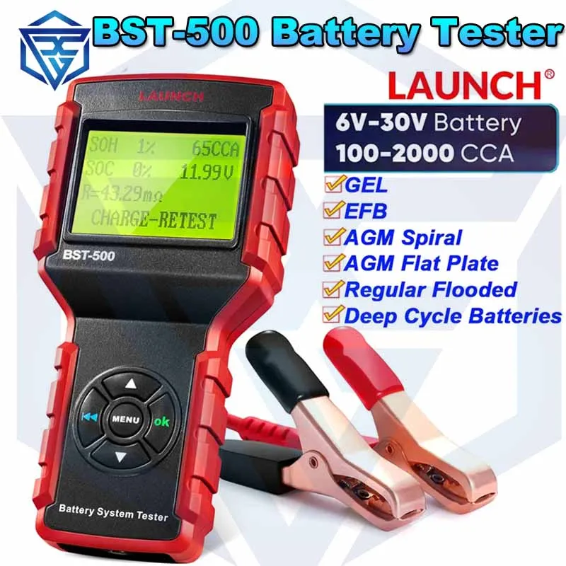 Lancio Bst-500 Tester Batteria Bst500 Cranking E Test Del Sistema Di Ricarica 6V 12V 24V 100-2000Cca Diagnostica Del Rilevatore Del Tester Della Batte