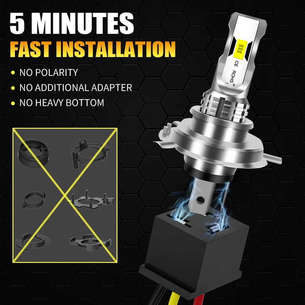 H7 H1 LED H4 H3 전구 자동차 헤드라이트 50000LM 120W 미니 무선 램프 자동 스포트라이트 안개등 6000K 화이트12V 24V 플러그 앤 플레이