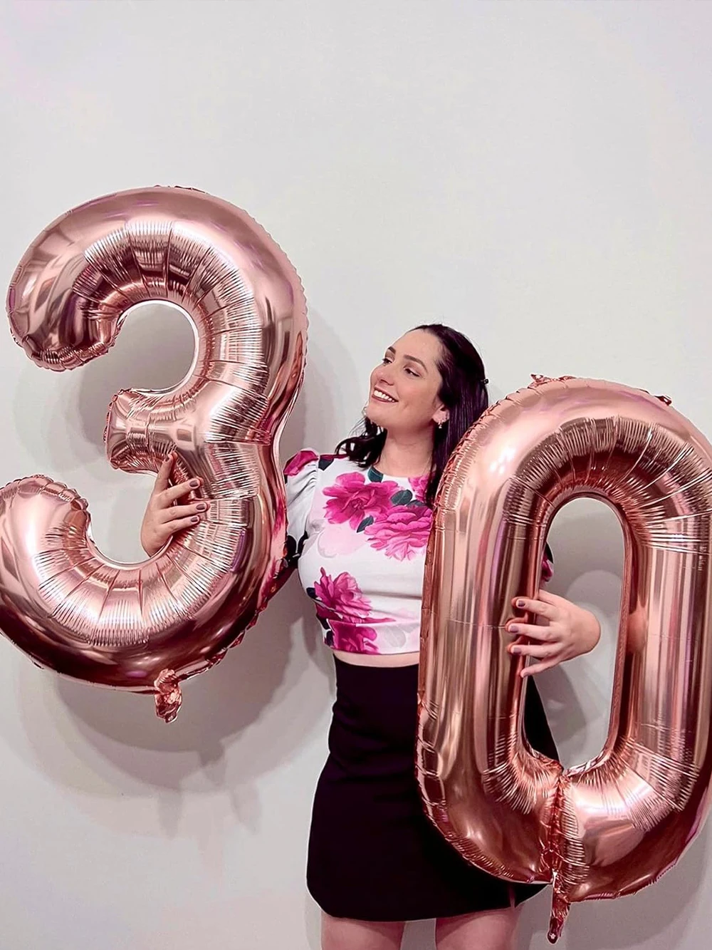 32 Zoll große Zahl Roségold Nummer 30 Ballonfolie Mylar Helium Nummer Digital 3 0 Ballon Geburtstagsfeier Jubiläumsdekoration – Detail 1
