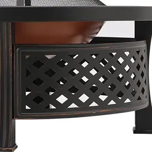 Large Ø81cm Fire Bowl with Grill Grate, with Spark Protection, 3 in 1 Fire Pit Fire Basket Spark Protection BBQ Heater, Black