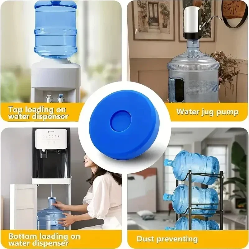 5pcs 5 Gallon Water Jug Lids Replacement Water Jug Caps, ReusableSilicone Leak Proof Lid For 55mm Bottles