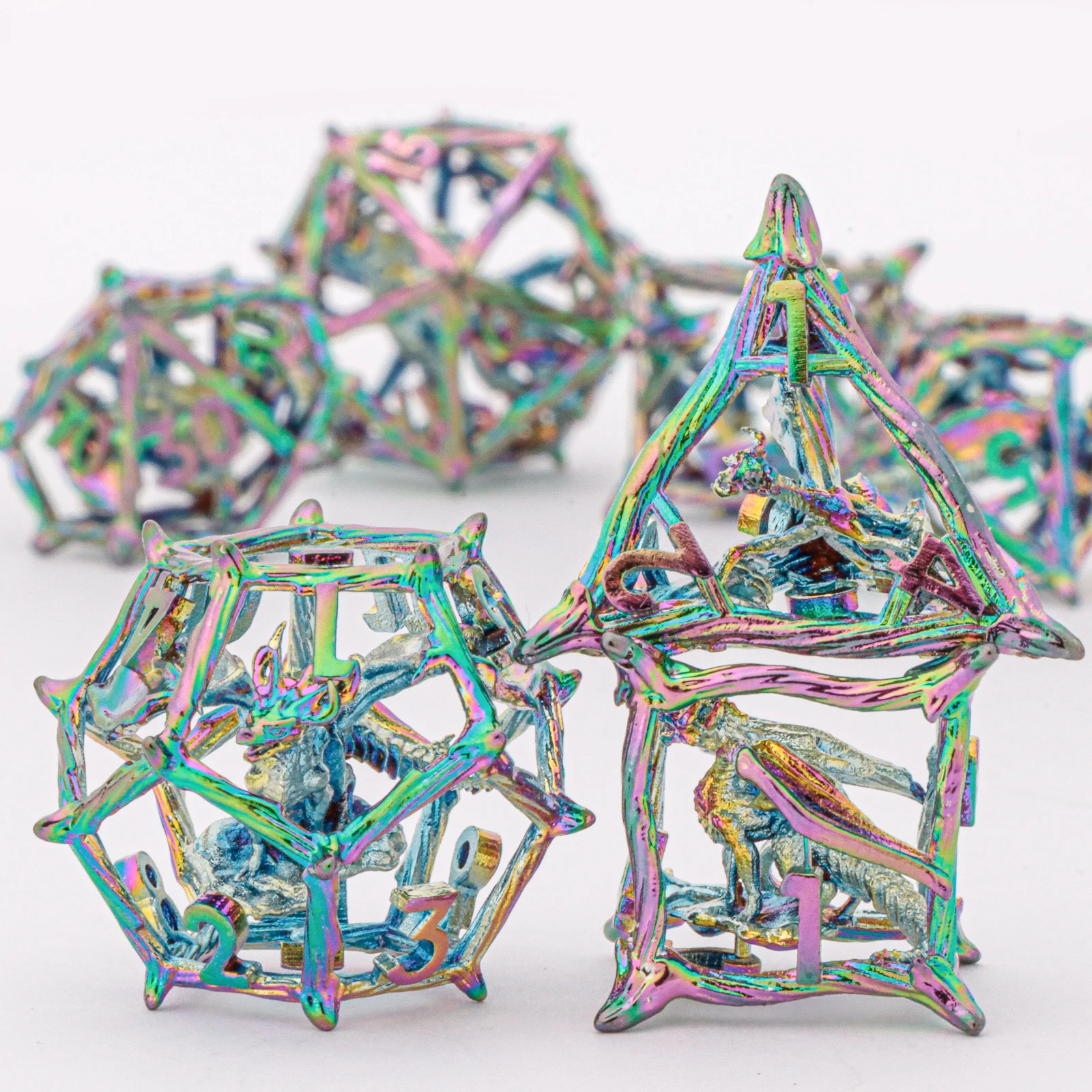 Hollow Metal Dragon Dice Set for Board Games, d and d Dice for Dungeons and Dragons, Polyhedral Dice Set, DnD Dragon Dice Gifts